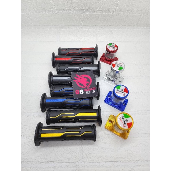 Paket Handgrip Tulisan Thailand Variasi + Tutup Minyak Rem Suzuki Satria Fu - Vixion - PCX - RX King - Byson Dan Lainnya