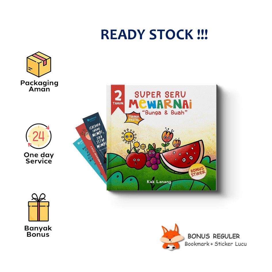 Buku Bunga & Buah : Super Seru Mewarnai Teknik Pastel (C-Klik Media)