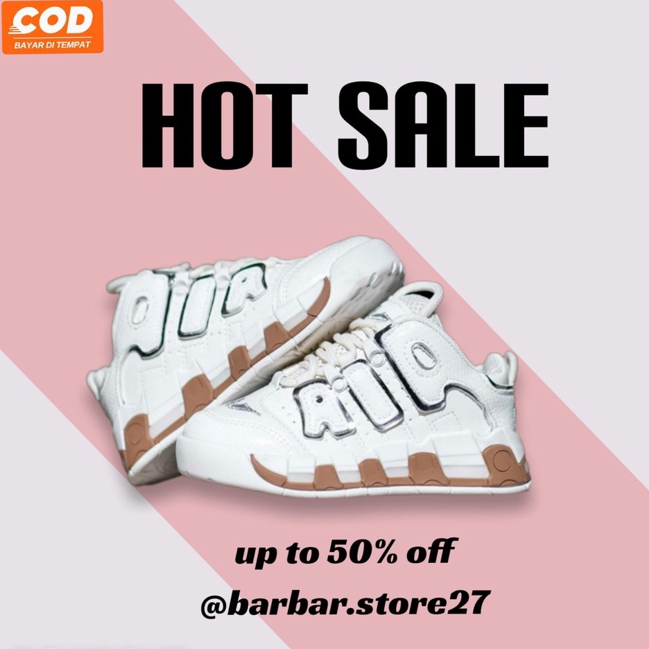 (SEPATU ANAK USIA 5-10 THN) SHOES KIDS NIKE AIRMORE UPTEMPO KIDS WHITE BROWN/SEPATU ANAK ORIGINAL TE