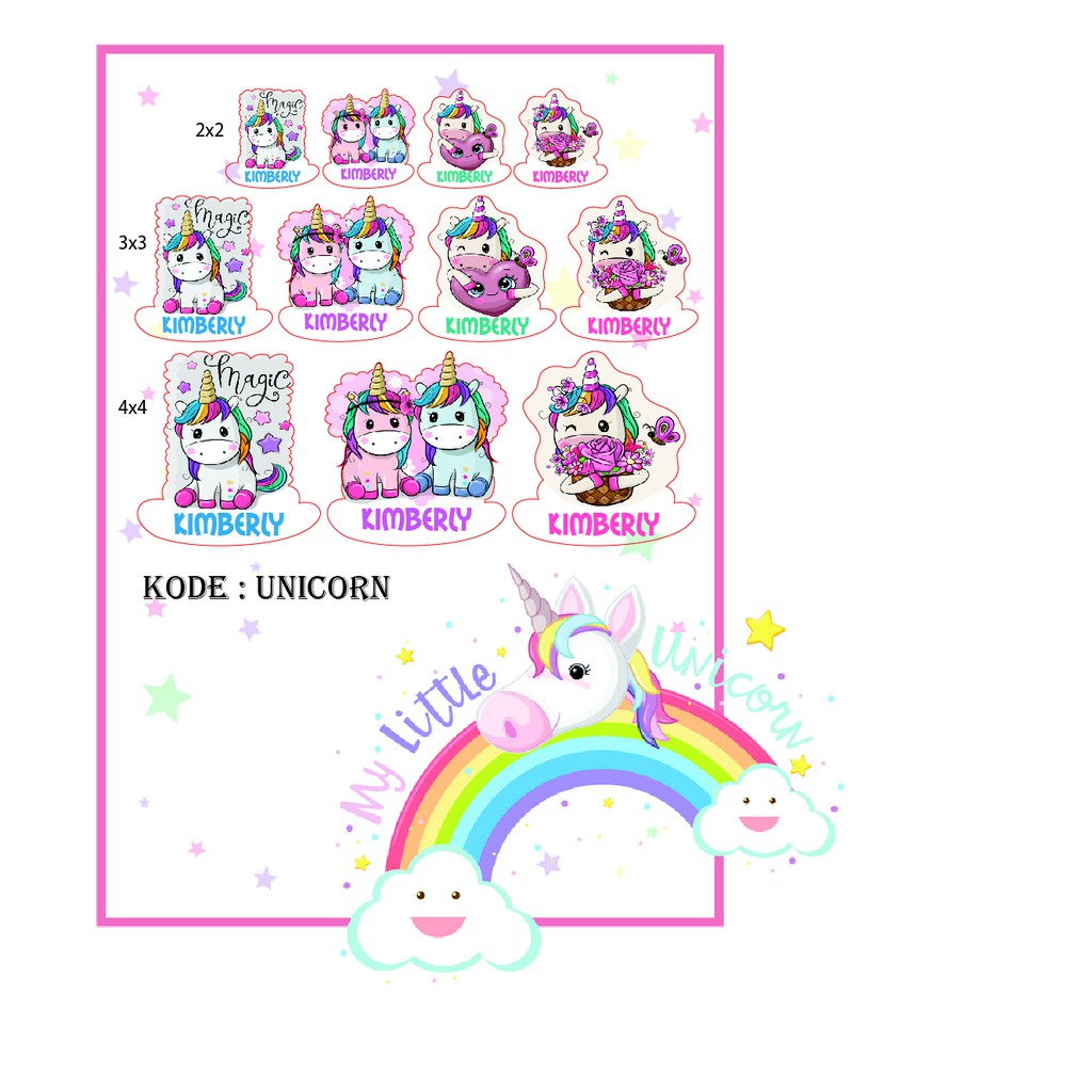 

STICKER LABEL NAMA ANAK CUSTOM (ESTIMASI 60-80pcs) UNICORN