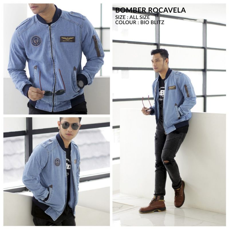 JAKET JEANS PANJANG PRIA Rocafella jens Bomber