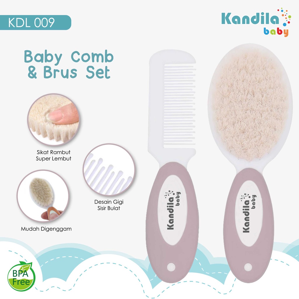 Castle - Kandila Baby Comb &amp; Brush KDL009 - Sisir Bayi Bulu Domba