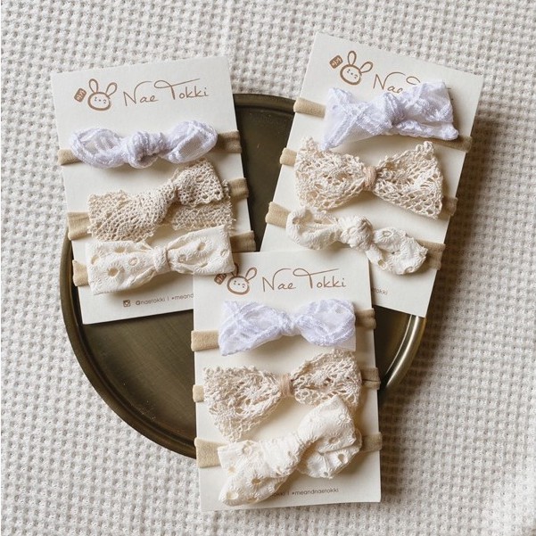 Naetokki Baby Headband - Aksesoris Rambut Bandana Bando Anak Bayi Lace Bow Ribbon Hair Clip Pita Nae