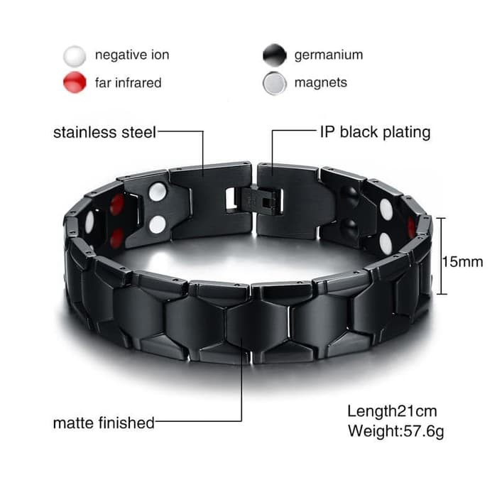 GELANG MAGNET KESEHATAN 4 IN 1 PREMIUM BERKUALITAS 18MM ORIGINAL