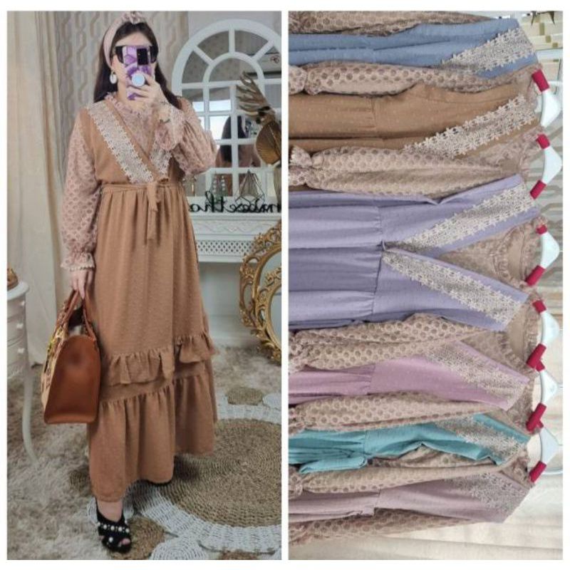 new premium gamis Rubi meijiwang/gamis brokat meijiwang/gamis wanita