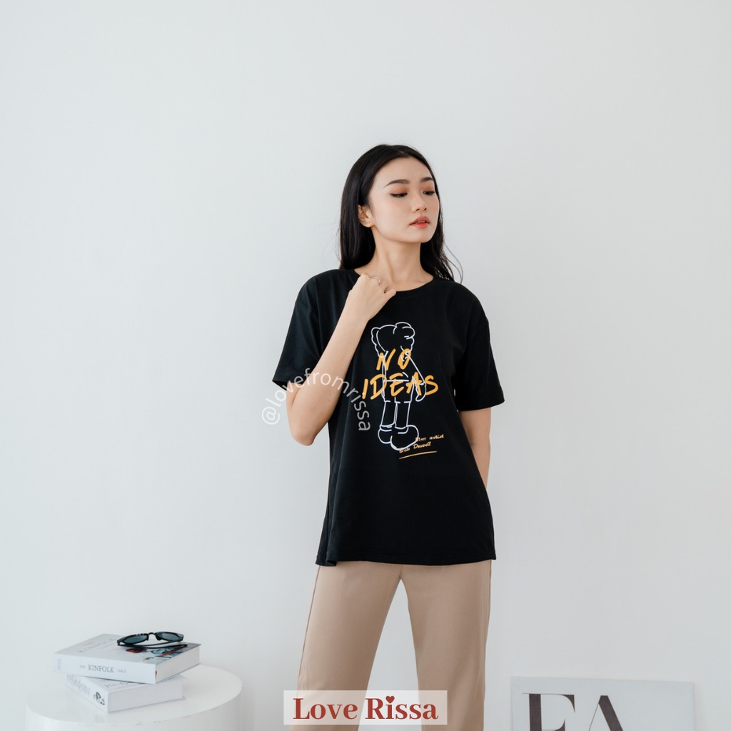 Kaos Tshirt Kaws Oversized Korea Baju Wanita Lengan Pendek Love Rissa