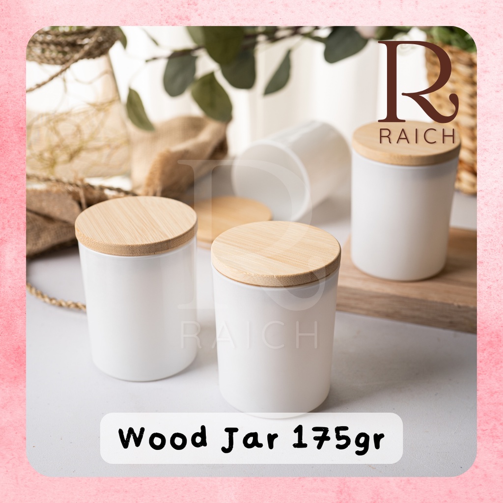 175GR / 200ml Candle Jar Wood Kayu Lid Gelas Container Lilin Bumbu Dapur Kayu Diameter 7.2cm