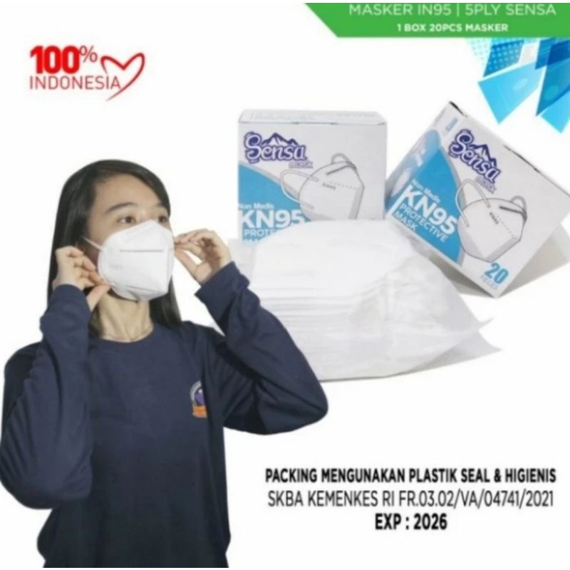 Masker KN95 Sensa | isi 20 pcs | Earloop