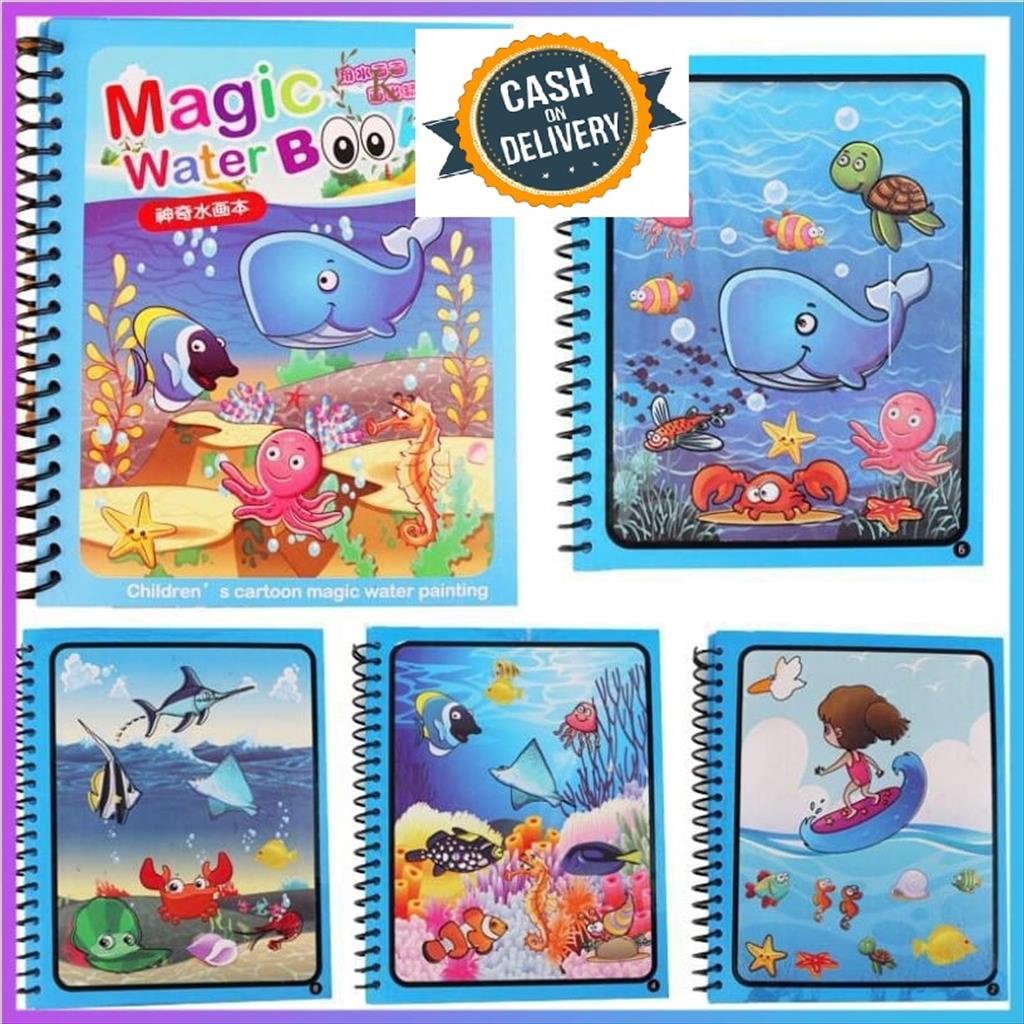 OTS 912 - Magic Water Book Set  Buku Gambar Air Ajaib Anak Grafiti Buku Lukisan Air Berwarna Untuk Anak PAUD TK