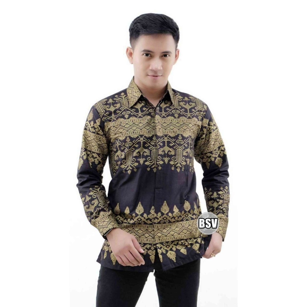 Kemeja Batik Pria Lengan Panjang Motif Prada