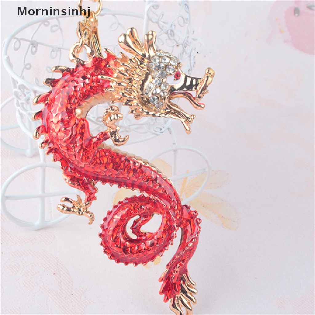 Mornin 1Pc Dragon Key Rings Chains Holder Simulasi Mutiara Kristal Hewan Keychains id