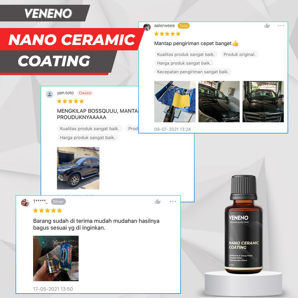 Veneno Nano Ceramic Coating - REAL Nano Ceramic Coating 9H BEST SELLER - Pengkilap Body Mobil Motor - Efek Daun Talas Dan Ultra Paint Protection - BISA COD