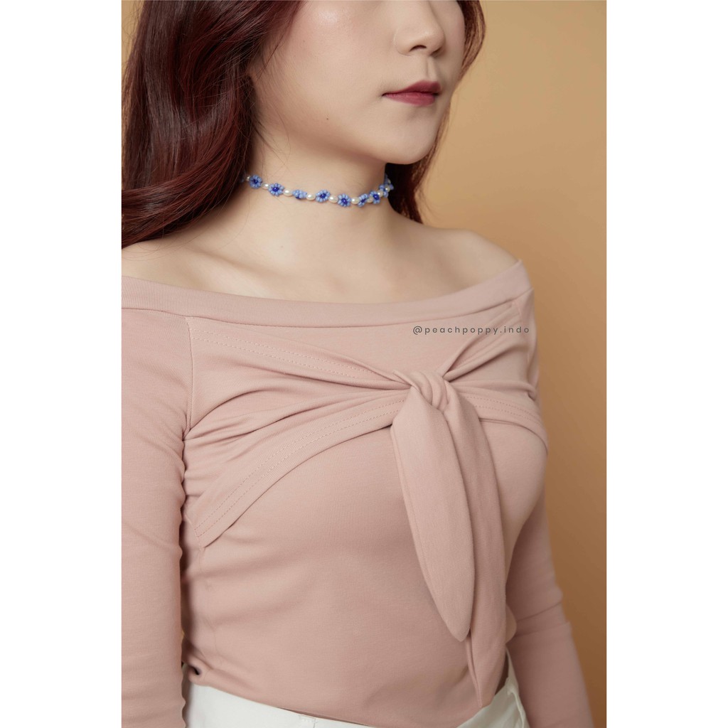 Peach Poppy Alana Top - Atasan Wanita Rajut Model Sabrina