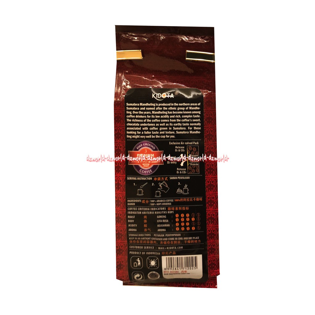 Kidota Sumatera Mandheling Fine Ground 200gr Kopi Sumatra Bubuk Kopi Bubuk Halus Kiddota Kidotta