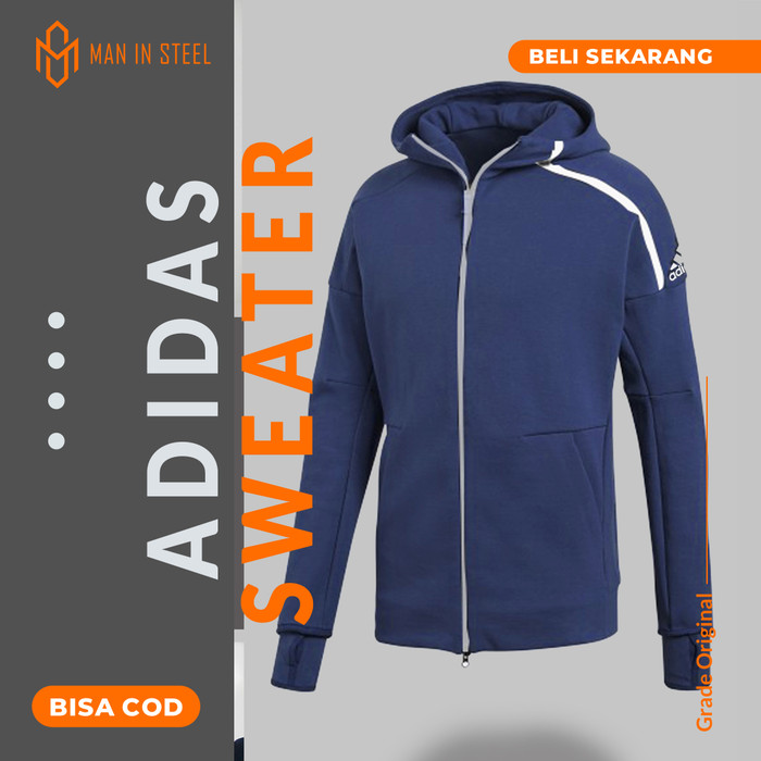 Dijual Jaket Hoodie Running Olahraga Pria Adidas Zne 2.0 Navy Grade Original - Navy, M Limited