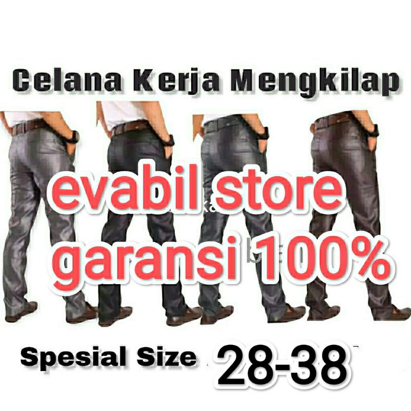 CELANA KANTOR MENGKILAP FORMAL PRIA SLIMFIT KINCLONG METALIK BAHAN DASAR KAIN WOLL