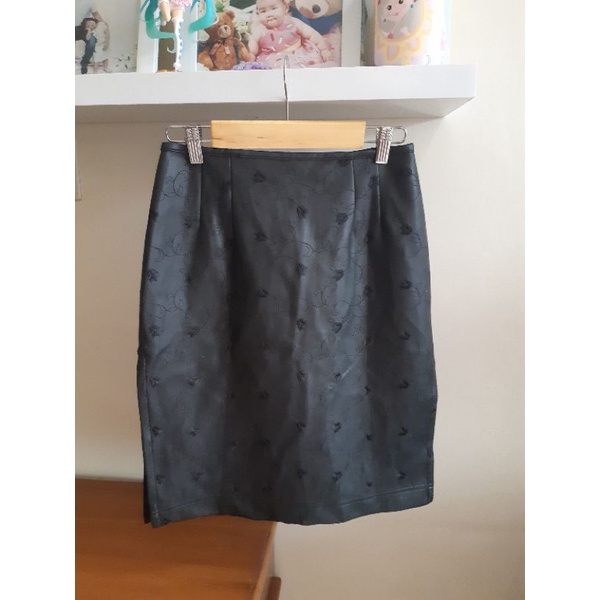 rok skirt leather kulit hitam
