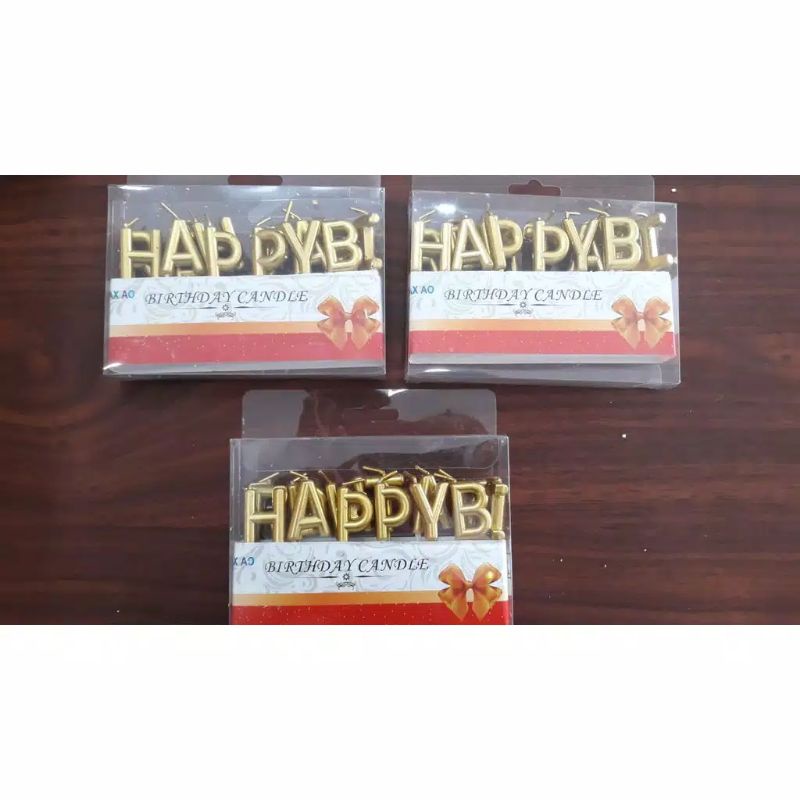 Lilin Ulang Tahun huruf bertulisan HAPPY BIRTHDAY