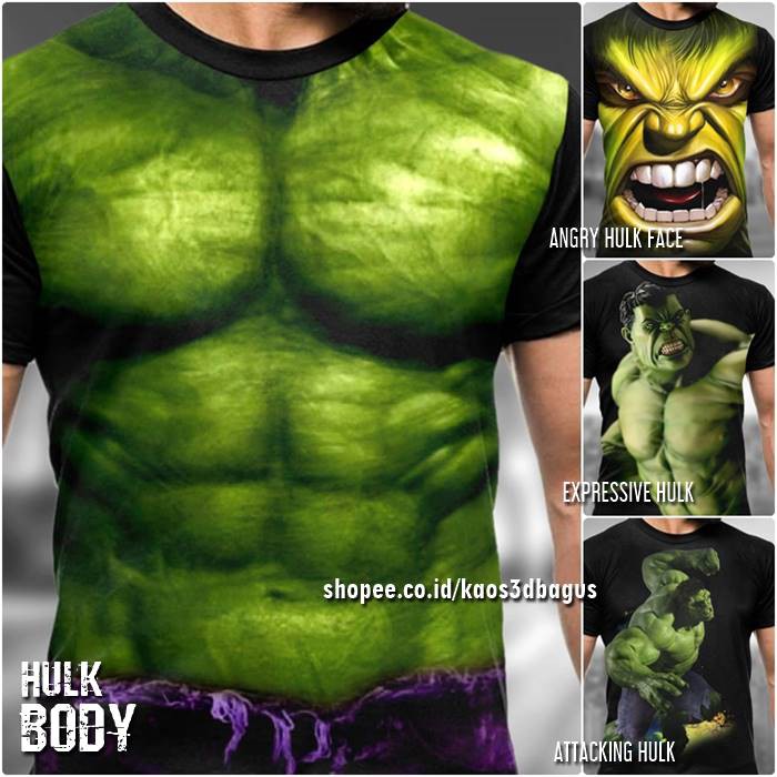 KAOS HULK Baju SUPERHERO Kostum Kaos Gambar HULK DEWASA ANAK