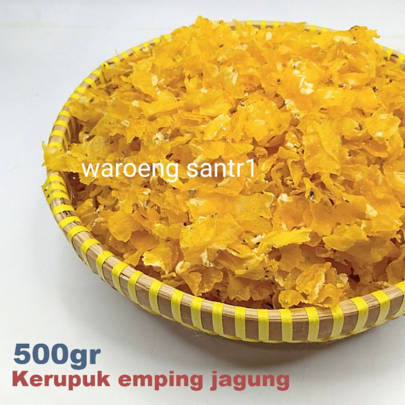 

Kerupuk krupuk emping jagung original mentah renyah siap goreng 500gram