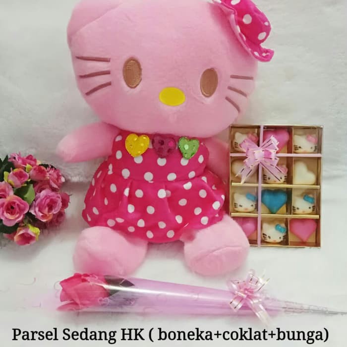 

Parsel boneka hellokitty (sedang) + coklat + bunga / kado valentine