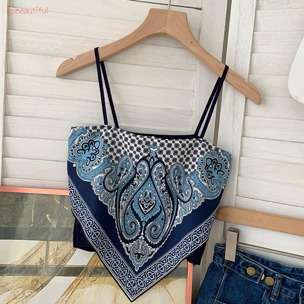 Satin Wanita Dasi Kembali Simpul Tali Spaghetti Tank Top Tabung Tak Berlengan-6