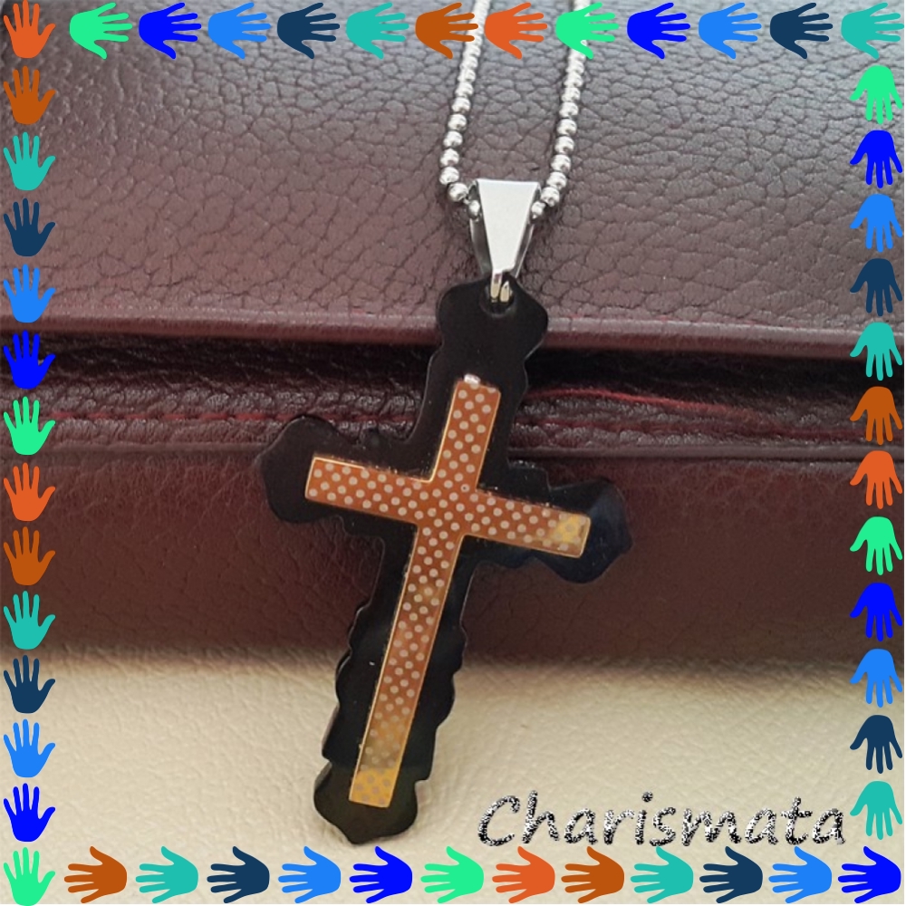 KALUNG SALIB TITANIUM EMAS