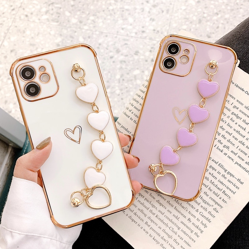 bracelet Electroplating case iphone11 12 Pro Max XS X XR 7 8 Plus SE 2020 side patterned love soft shell shockproof full cover protective cover casing iphone