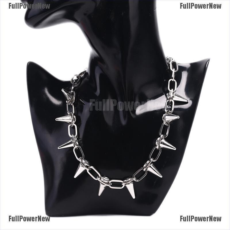 Kalung Choker Rantai Aksen Rivet Spike Gaya Punk Rock Untuk Perhiasan