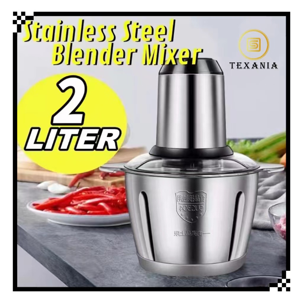 TEXANIA Blender daging chopper meat grinder blender STAINLESS hand blender press 2L Baja tahan karat