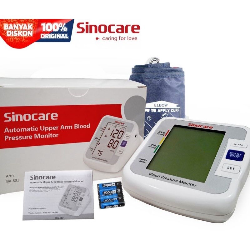 TENSIMETER DIGITAL BA801 SINOCARE SINOHEART ALAT CEK TEKANAN DARAH OTOMATIS BA801