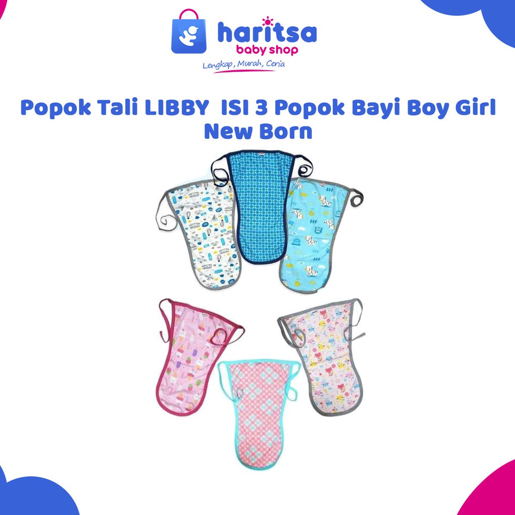 Popok Tali LIBBY  ISI 3 Popok Bayi Boy Girl size New Born Motif  Terbaru