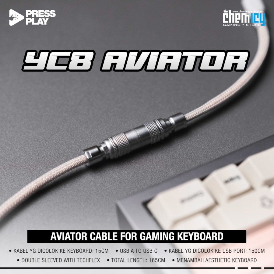 Aviator Cable YC8 / YC-8 Double Sleeved Techflex for Gaming Keyboard