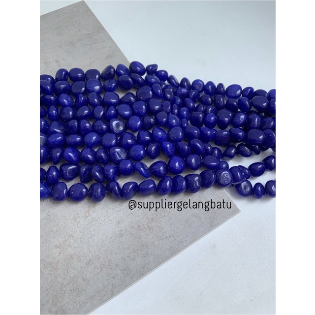 manik Batu alam blue agate biru Beads 14 x 12mm bahan gelang kalung anting strap mask kerajinan tangan craft citayam fashion week etink vintage elegan bali