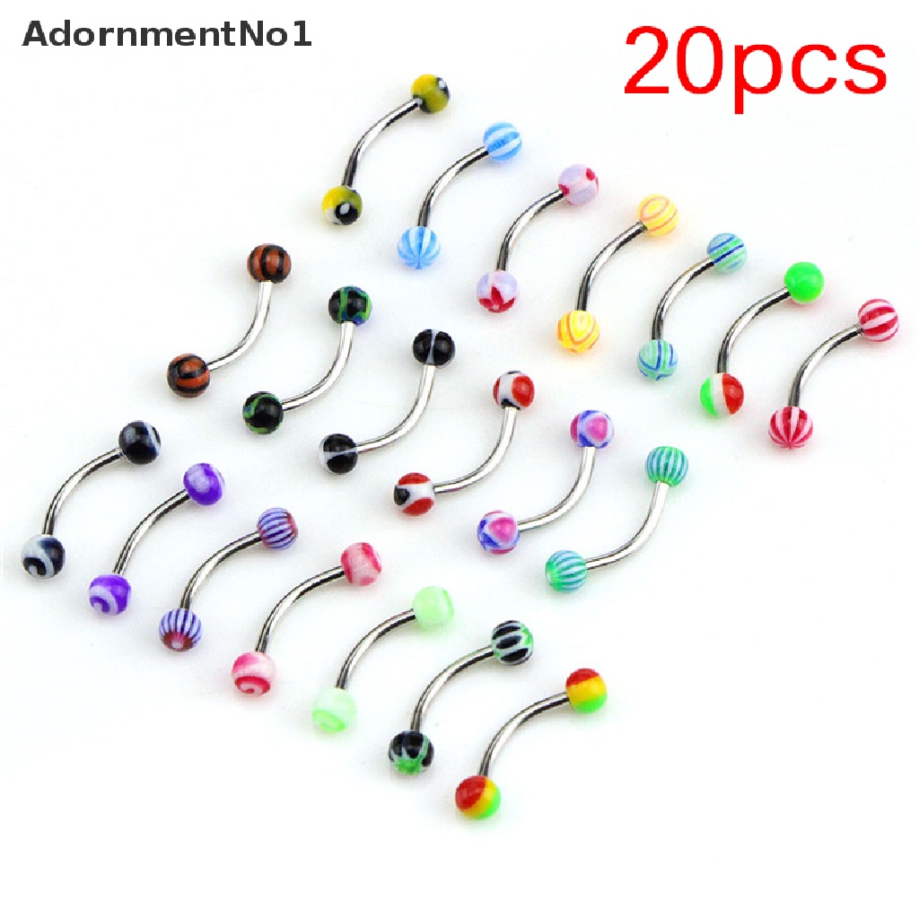 (AdornmentNo1) 20pcs / Set Anting Tindik Alis Bentuk Barbel Bahan Stainless Steel Untuk Wanita