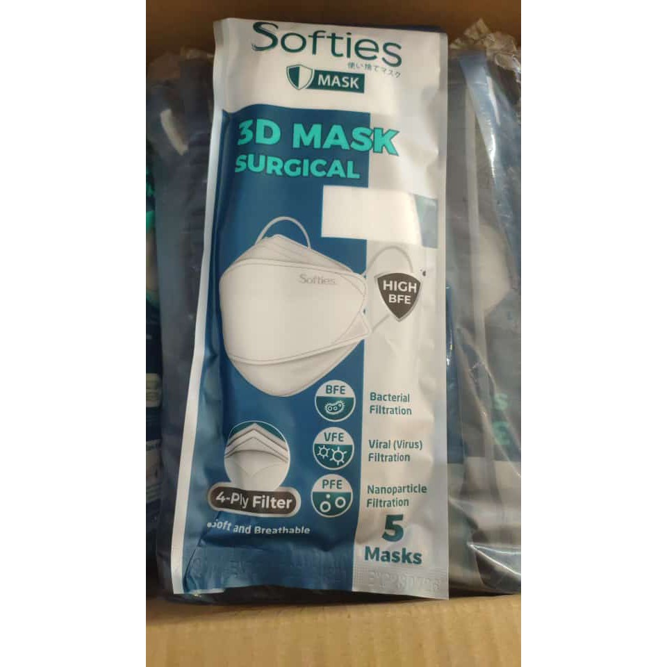 Masker Softies Surgical 3D mask 4ply filter KF94 isi 5