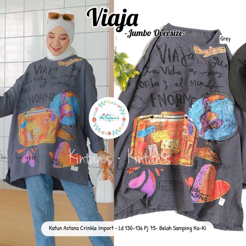 VIAJA JUMBO OVERSIZE BY KINTANS (OVERSIZE WANITA) Blouse oversize muslimah modern rekomended