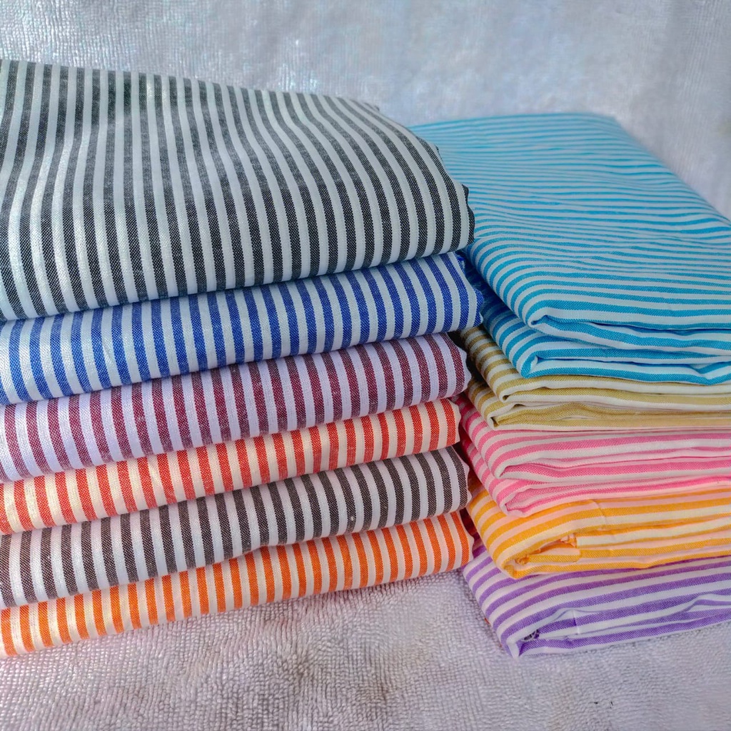 Kain Katun Yarndyed Motif Garis Stripe /Kain Salur 4mm/08 Lebar 150cm Kain Katun Jepang Tokai Senko Salur Kecil (Harga per 1/2 meter)