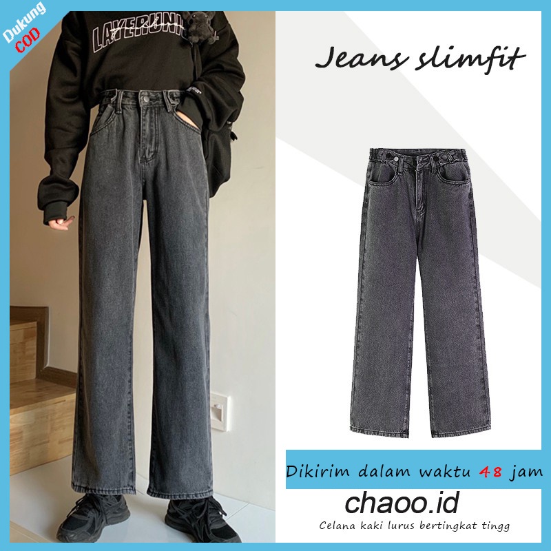 【Pengiriman cepat】Jeans retro ramping pinggang tinggi baru celana jens wanita celana jens wanita