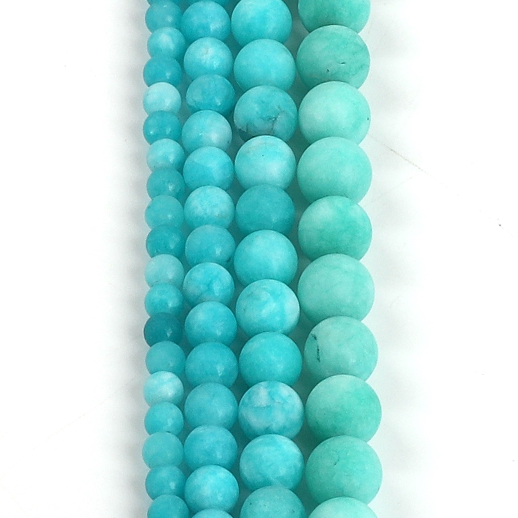 38-95 Pcs 4-10Mm Frosted Alami Amazonite Manik-manik Bulat untuk DIY Membuat Perhiasan Temuan Kalung Gelang Anting-Anting