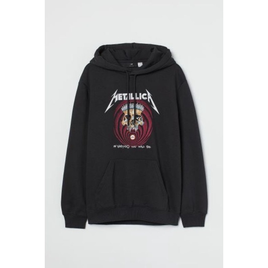 Hoodie Jaket Pria Wanita HnM H&amp;M Metallica Vertigo Hitam Full Tag