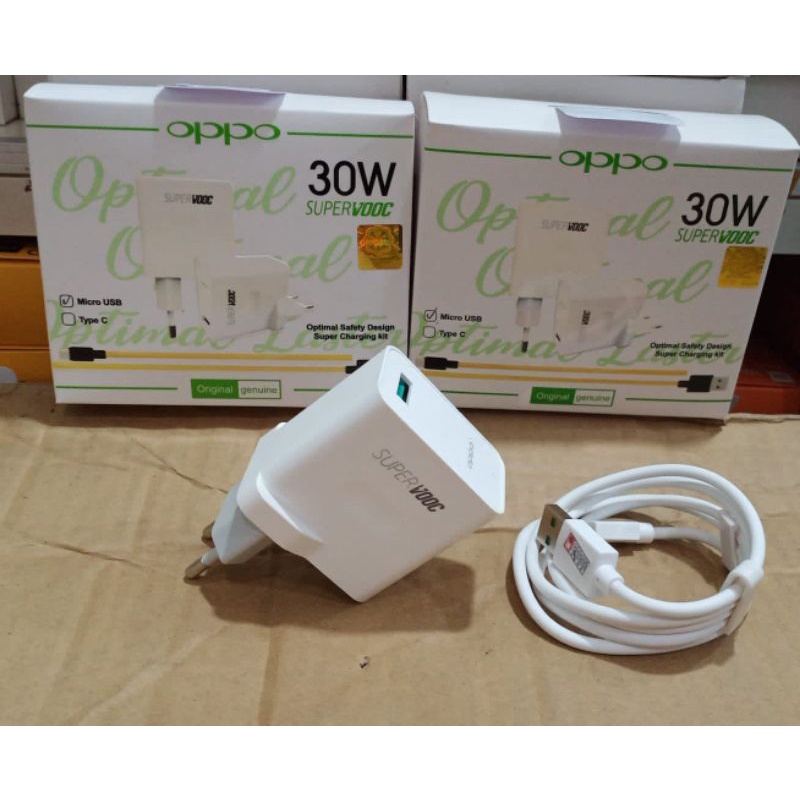 TC TRAVEL ADAPTER CHARGER OPPO 30W SUPER VOOC FAST CHARGING USB DATA CABLE TYPE C