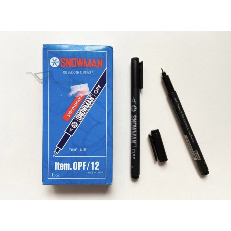 SPIDOL SNOWMAN OHP FINE OPF HITAM / OPF BIRU / OPF MERAH ( Isi 12 biji )