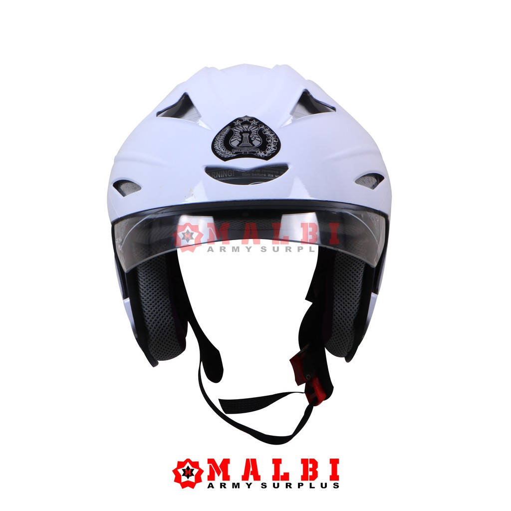 Helm POLANTAS Polisi Lalu Lintas Single Kaca Visor White SNI