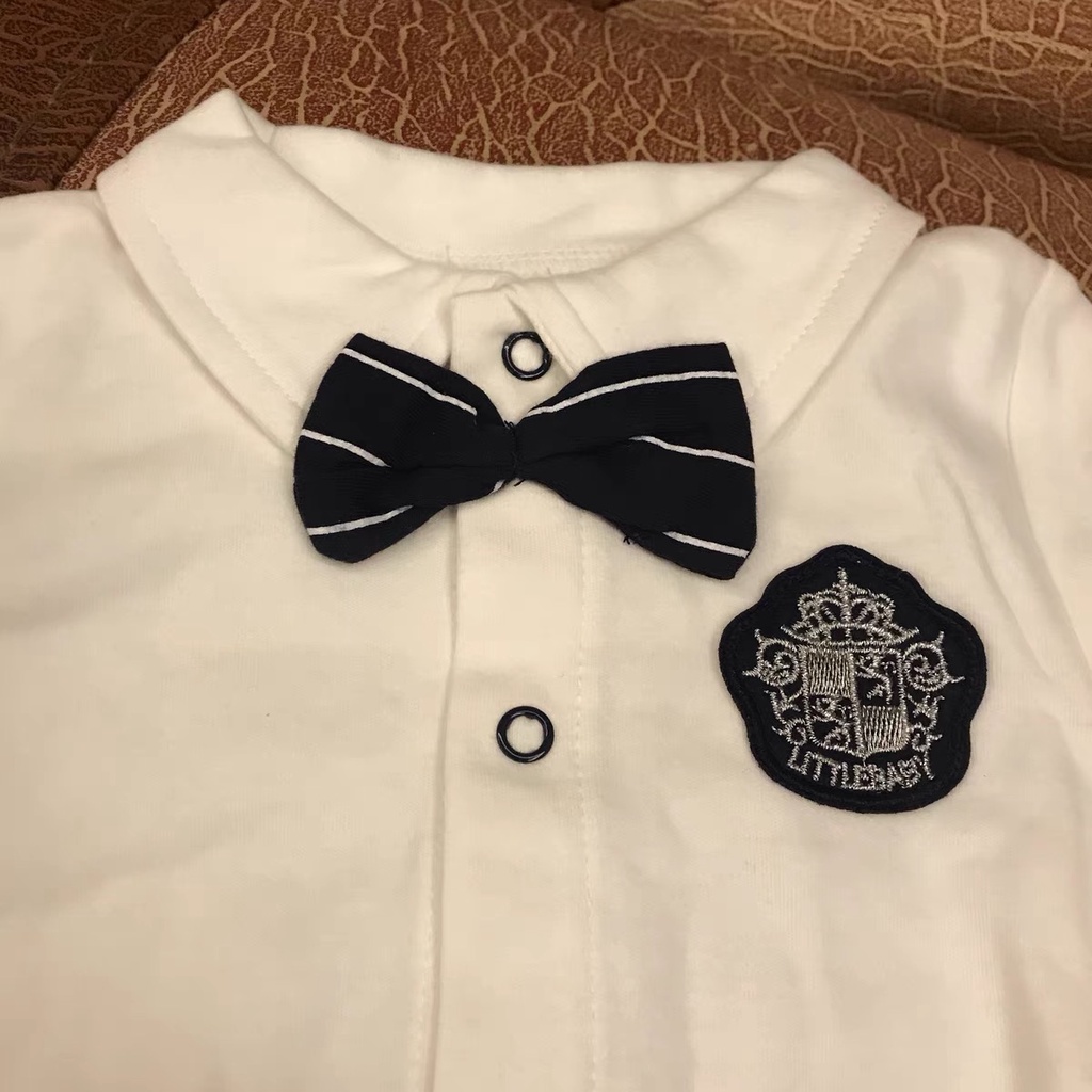 12.12 SALES!Jumpsuit Bayi Anak laki-laki Baru Lahir Dasi Lengan Panjang Pria Baju Monyet Pakaian Baby Romper 3-18Bulan