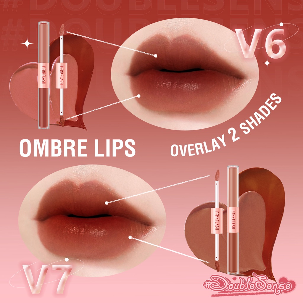 Pinkflash Duo Lip Gloss Double Sense 2 In 1  Dual Ended Lipstick Ombrelips Matte