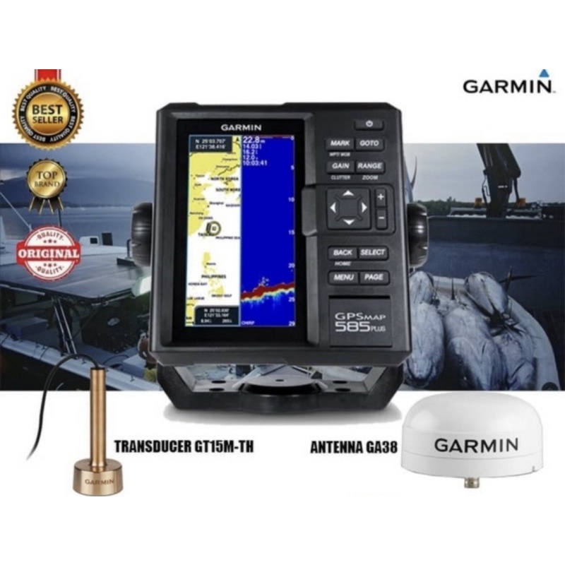 Garmin GPSMAP 585 plus + Tranducer GT 15 + Antena GA38