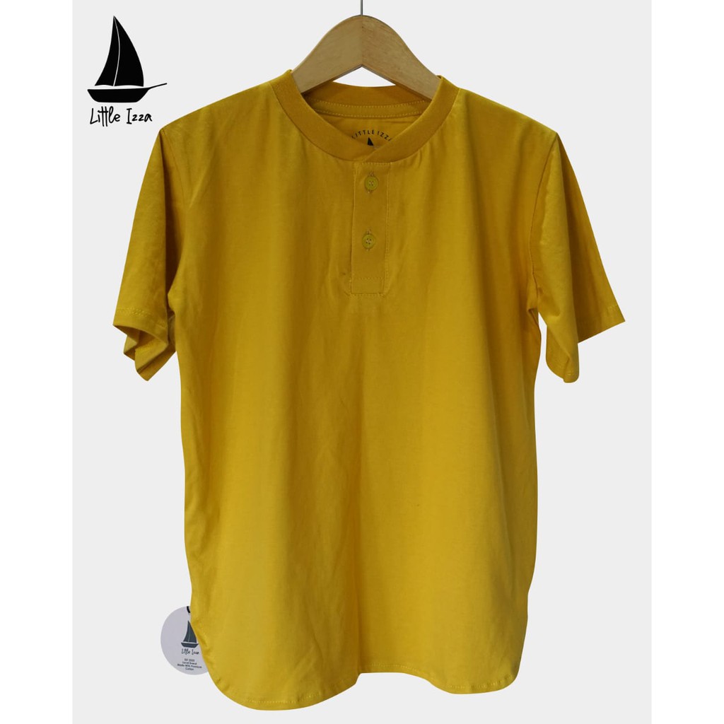 Baju Koko Henley Anak Laki-laki Warna Mustard