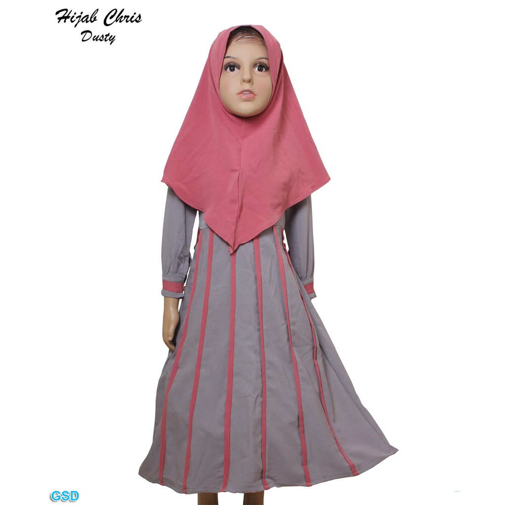 Hijab Chris/Baju Muslim Anak Murah/ Pakaian Muslim Anak Perempuan/ Gamis Anak 3 - 5 Tahun