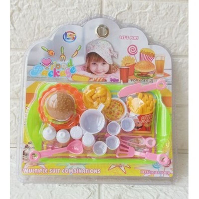 Mainan Mini Nampan Burger Small Tray Fast Food LF46